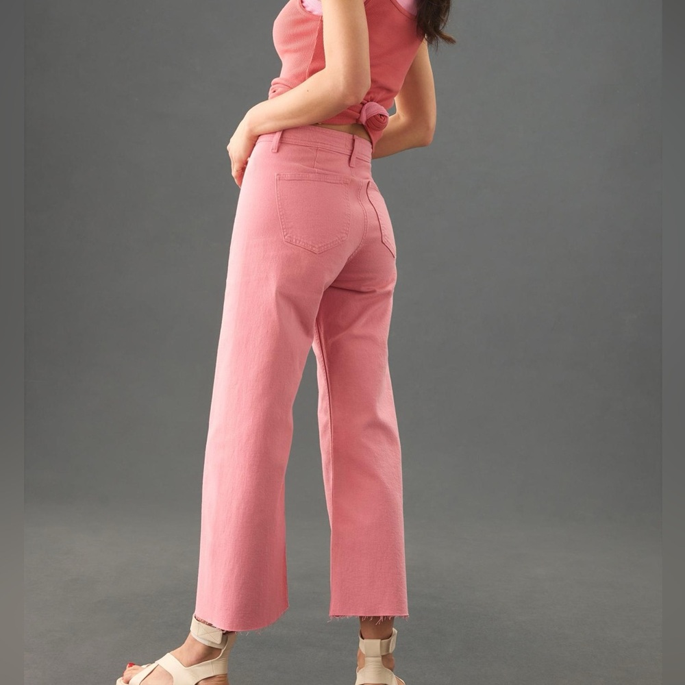 Pistola NWT penny high rise wide leg crop denim in flamingo 32